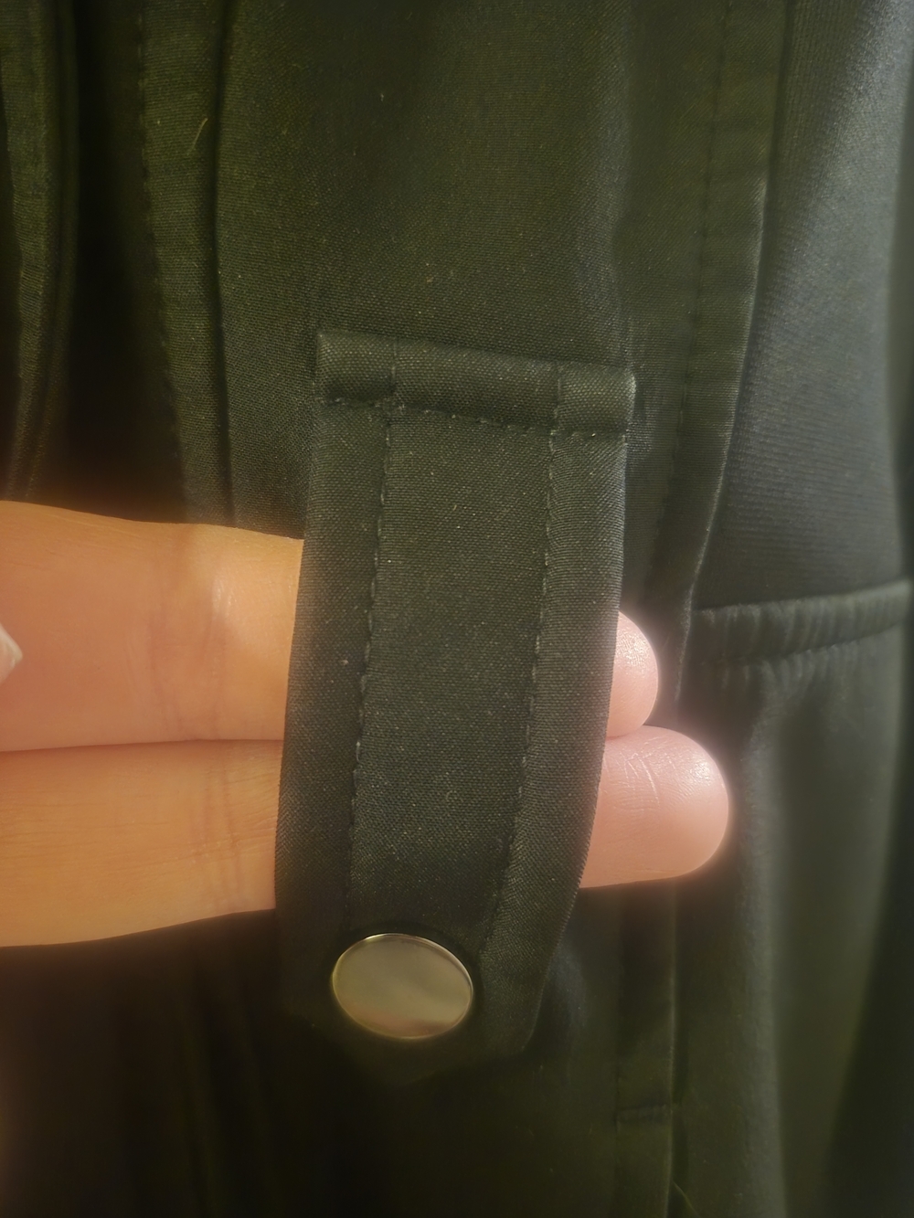 Women's Black Trench Coat with Snap-Tab Detail
